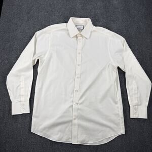 Charles Tyrwhitt Non Iron Dress Shirt 16.5 35 Classic Fit Ivory White